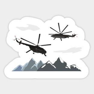 Black helicopters in Mountains Sticker